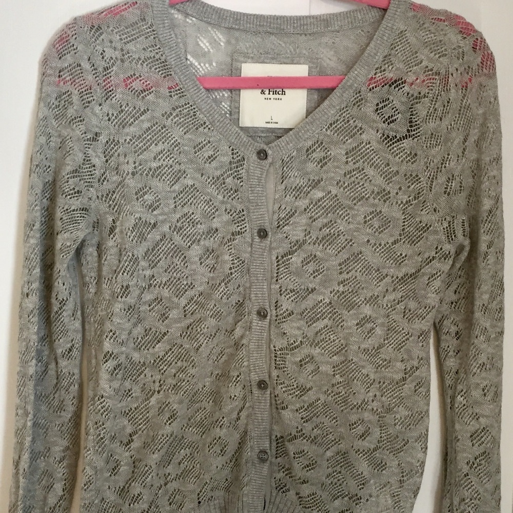 Abercrombie & Fitch NWT Gray Lace Open Knit Cardigan - Large